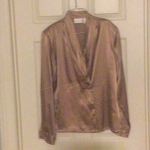 Christie & Jill shiny golden brown blouse.